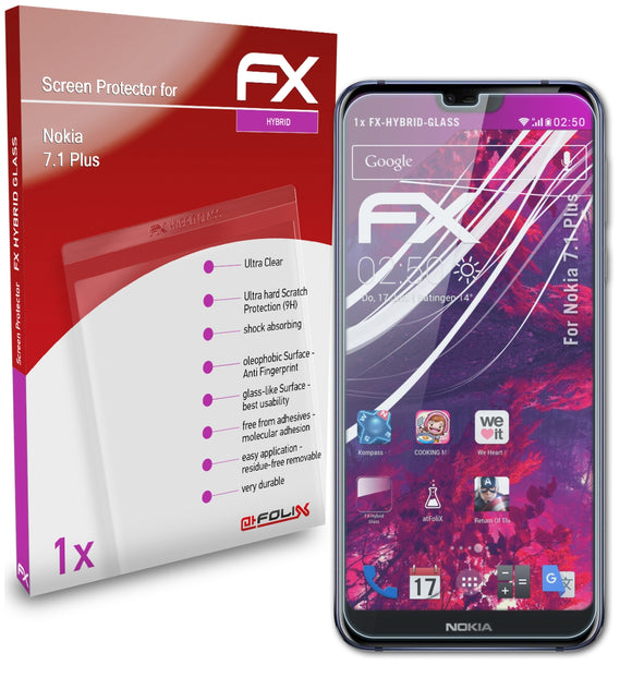 atFoliX FX-Hybrid-Glass Panzerglasfolie für Nokia 7.1 Plus