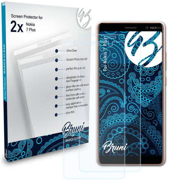Bruni Basics-Clear Displayschutzfolie für Nokia 7 Plus