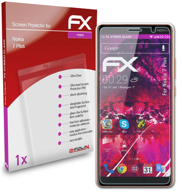 atFoliX FX-Hybrid-Glass Panzerglasfolie für Nokia 7 Plus
