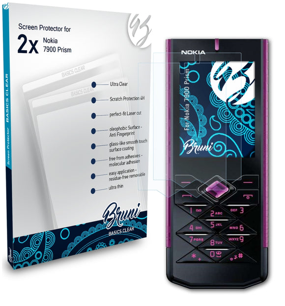 Bruni Basics-Clear Displayschutzfolie für Nokia 7900 Prism