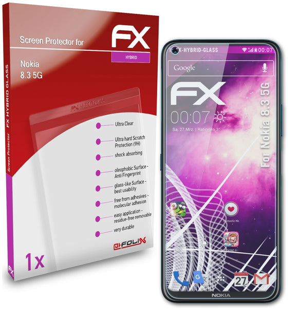atFoliX FX-Hybrid-Glass Panzerglasfolie für Nokia 8.3 5G