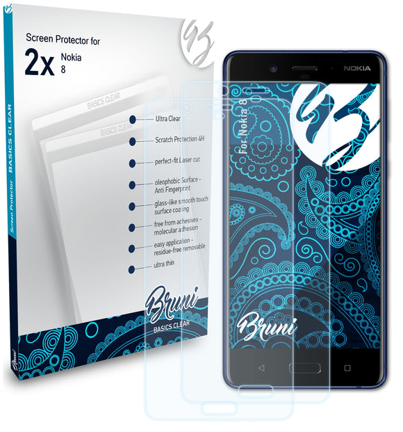 Bruni Basics-Clear Displayschutzfolie für Nokia 8