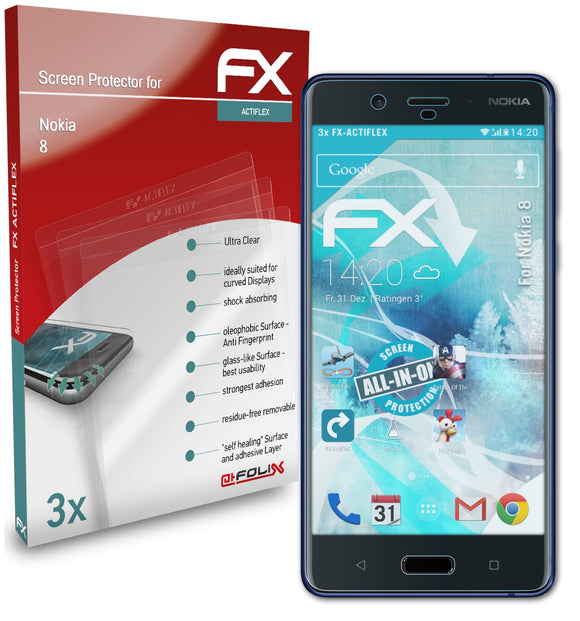 atFoliX FX-ActiFleX Displayschutzfolie für Nokia 8