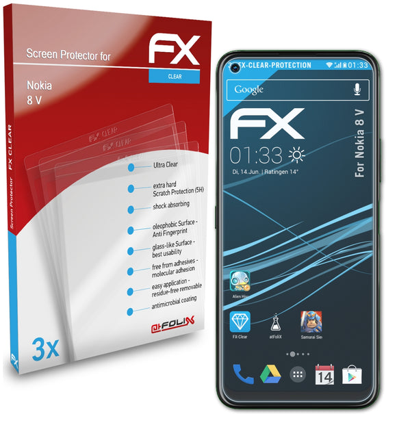 atFoliX FX-Clear Schutzfolie für Nokia 8 V