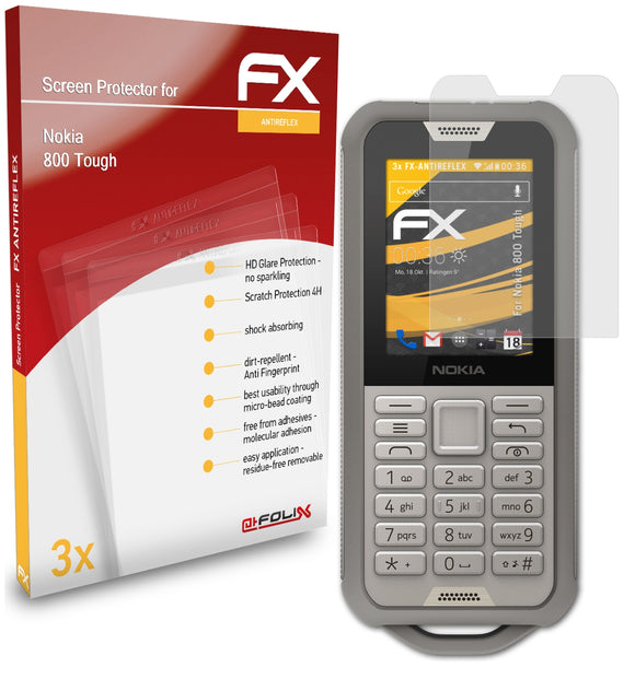 atFoliX FX-Antireflex Displayschutzfolie für Nokia 800 Tough