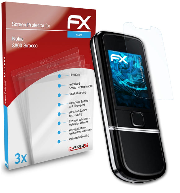 atFoliX FX-Clear Schutzfolie für Nokia 8800 Sirocco