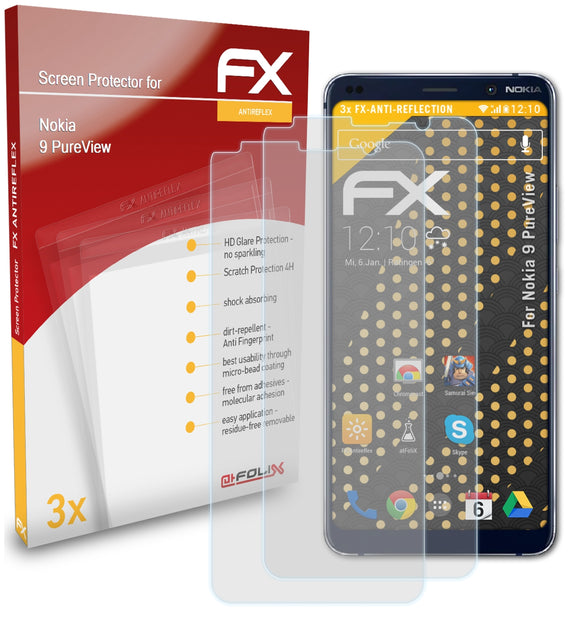 atFoliX FX-Antireflex Displayschutzfolie für Nokia 9 PureView