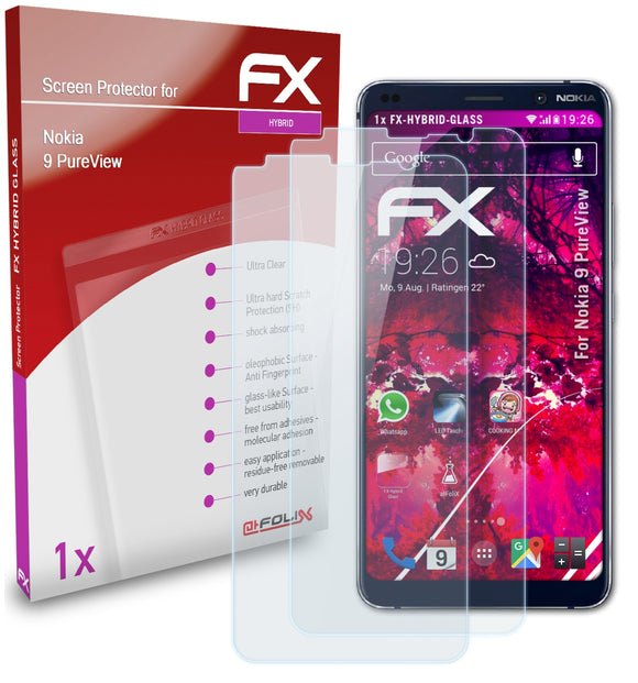 atFoliX FX-Hybrid-Glass Panzerglasfolie für Nokia 9 PureView