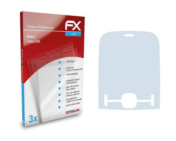 atFoliX FX-Clear Schutzfolie für Nokia Asha 200