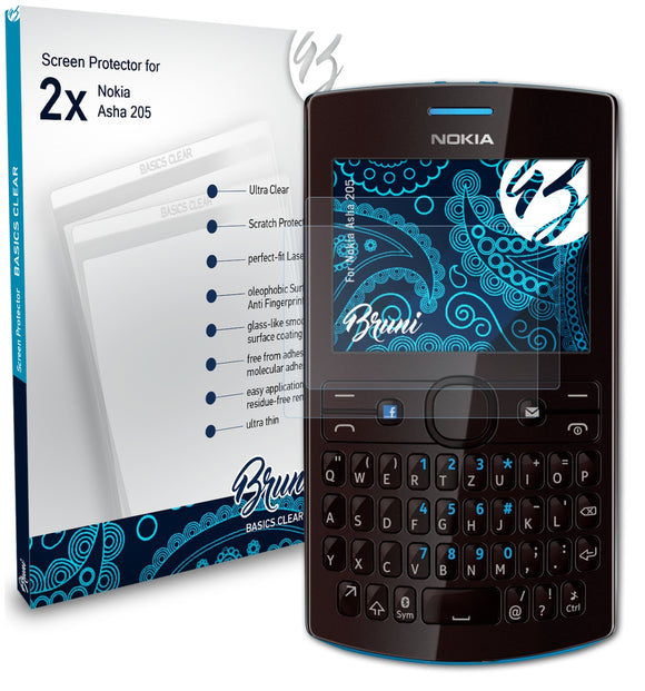 Bruni Basics-Clear Displayschutzfolie für Nokia Asha 205