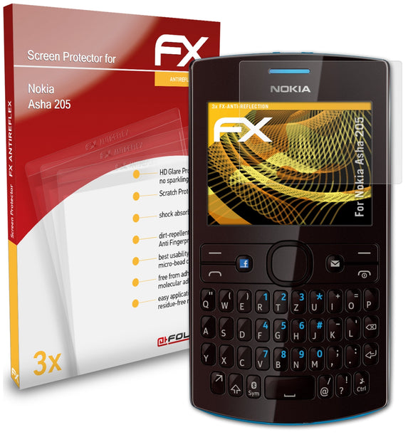 atFoliX FX-Antireflex Displayschutzfolie für Nokia Asha 205