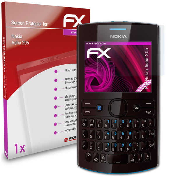 atFoliX FX-Hybrid-Glass Panzerglasfolie für Nokia Asha 205