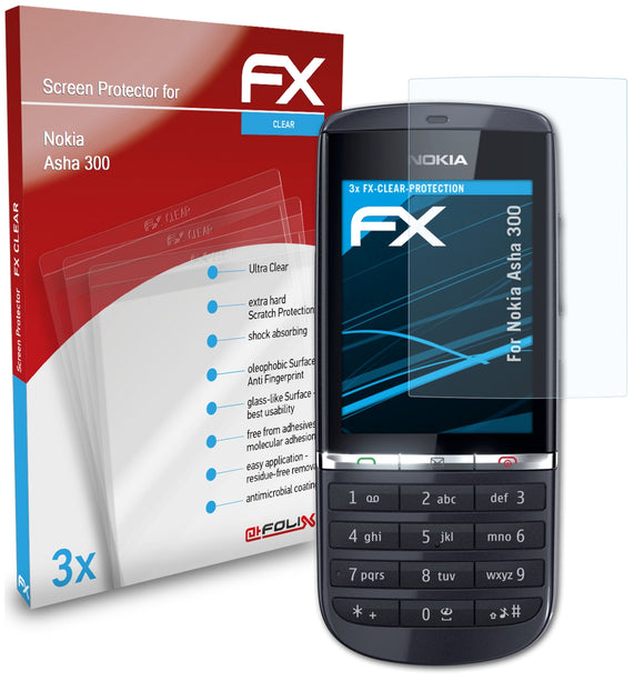 atFoliX FX-Clear Schutzfolie für Nokia Asha 300