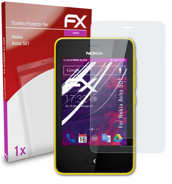 atFoliX FX-Hybrid-Glass Panzerglasfolie für Nokia Asha 501