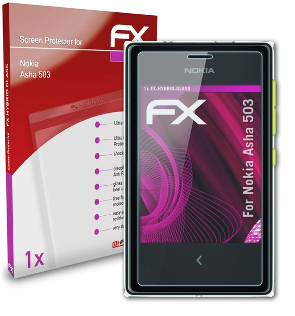atFoliX FX-Hybrid-Glass Panzerglasfolie für Nokia Asha 503