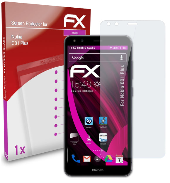 atFoliX FX-Hybrid-Glass Panzerglasfolie für Nokia C01 Plus