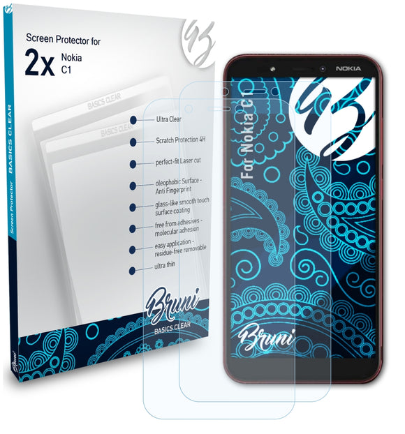 Bruni Basics-Clear Displayschutzfolie für Nokia C1