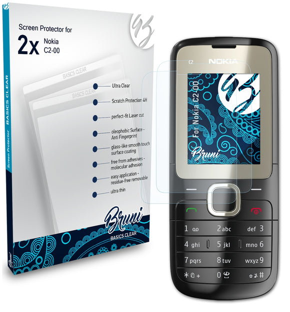 Bruni Basics-Clear Displayschutzfolie für Nokia C2-00