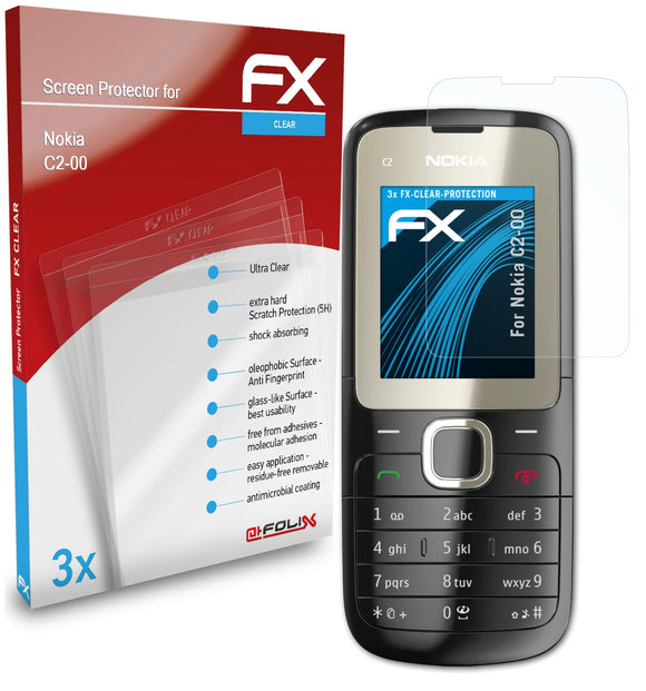 atFoliX FX-Clear Schutzfolie für Nokia C2-00