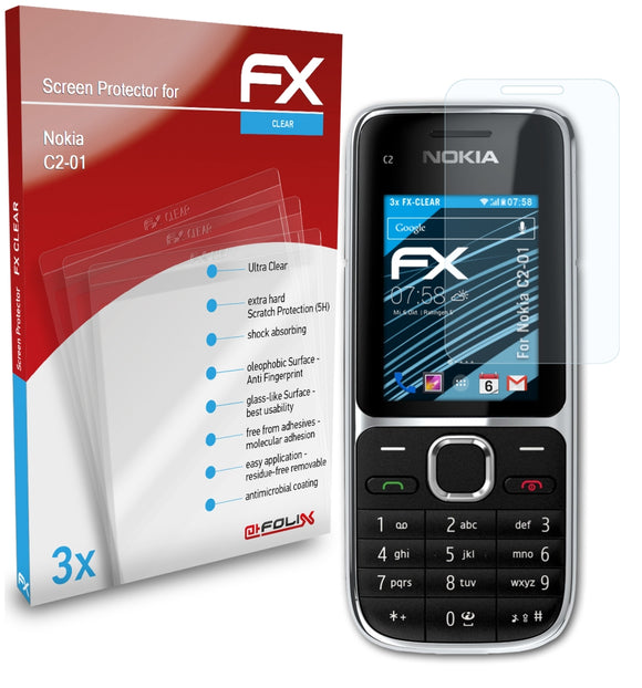 atFoliX FX-Clear Schutzfolie für Nokia C2-01