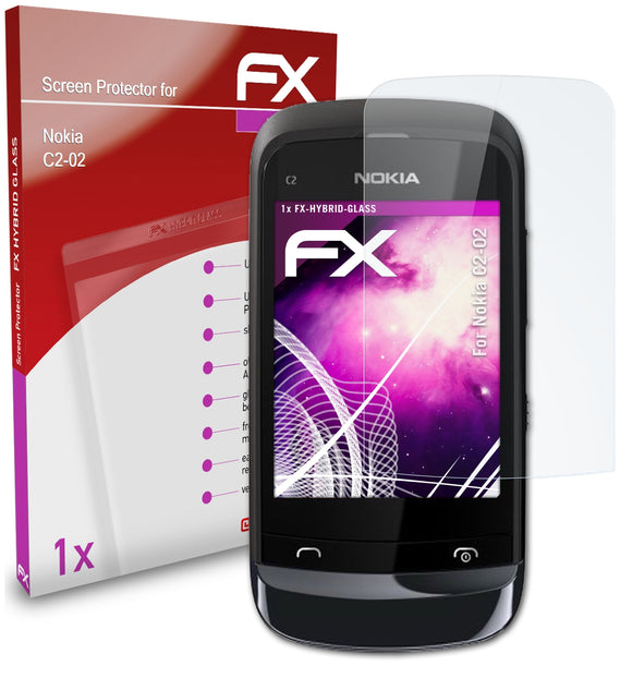 atFoliX FX-Hybrid-Glass Panzerglasfolie für Nokia C2-02