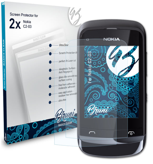Bruni Basics-Clear Displayschutzfolie für Nokia C2-03