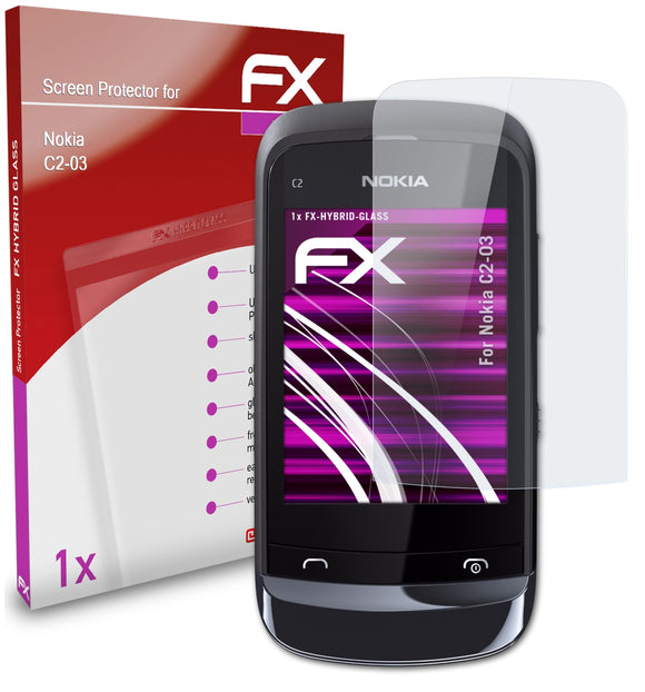 atFoliX FX-Hybrid-Glass Panzerglasfolie für Nokia C2-03