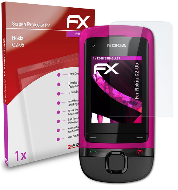 atFoliX FX-Hybrid-Glass Panzerglasfolie für Nokia C2-05