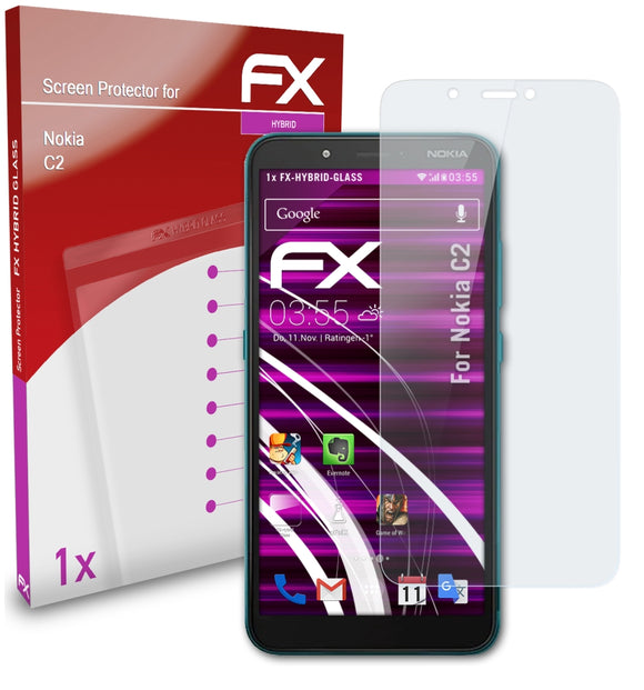 atFoliX FX-Hybrid-Glass Panzerglasfolie für Nokia C2