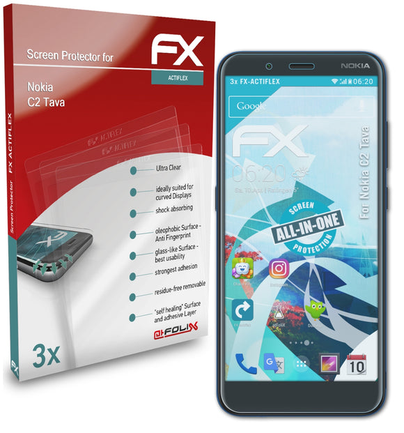 atFoliX FX-ActiFleX Displayschutzfolie für Nokia C2 Tava
