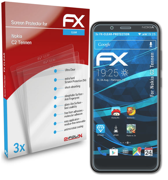 atFoliX FX-Clear Schutzfolie für Nokia C2 Tennen