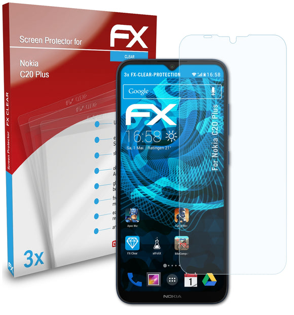 atFoliX FX-Clear Schutzfolie für Nokia C20 Plus