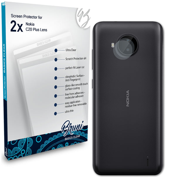 Bruni Basics-Clear Displayschutzfolie für Nokia C20 Plus Lens