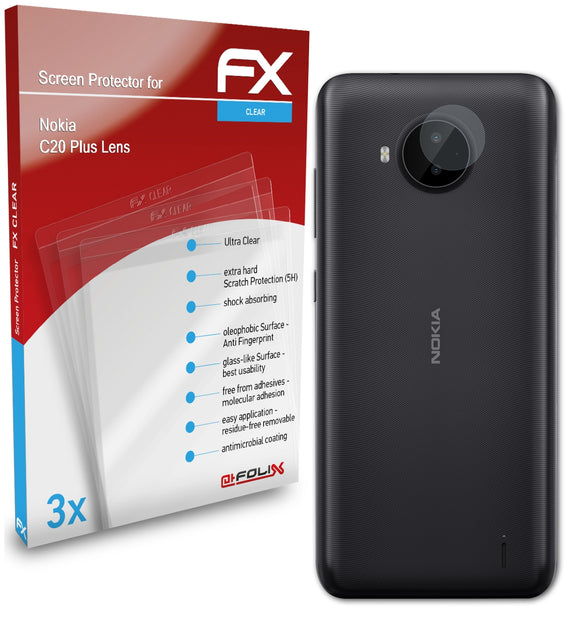 atFoliX FX-Clear Schutzfolie für Nokia C20 Plus Lens