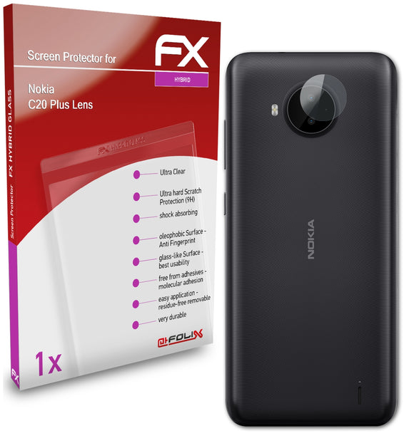 atFoliX FX-Hybrid-Glass Panzerglasfolie für Nokia C20 Plus Lens