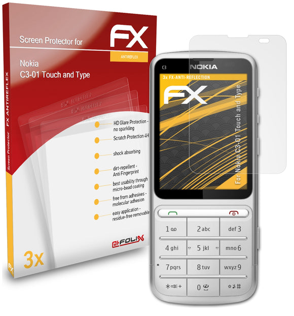 atFoliX FX-Antireflex Displayschutzfolie für Nokia C3-01 Touch and Type
