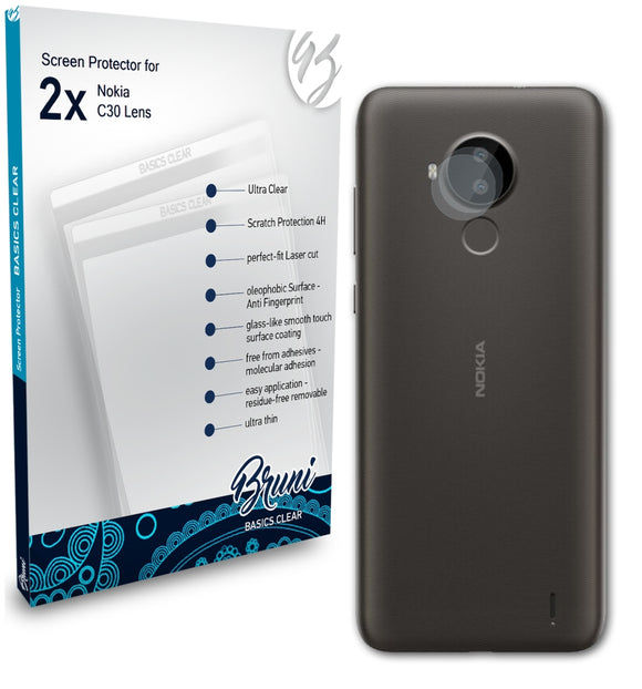 Bruni Basics-Clear Displayschutzfolie für Nokia C30 Lens