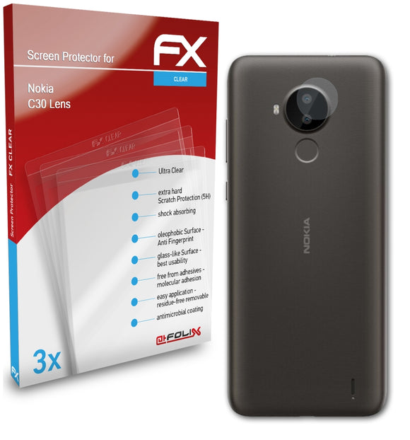 atFoliX FX-Clear Schutzfolie für Nokia C30 Lens