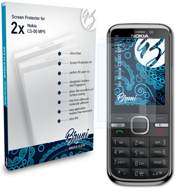 Bruni Basics-Clear Displayschutzfolie für Nokia C5-00 MP5