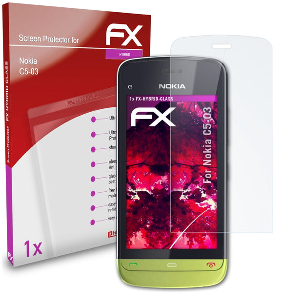 atFoliX FX-Hybrid-Glass Panzerglasfolie für Nokia C5-03