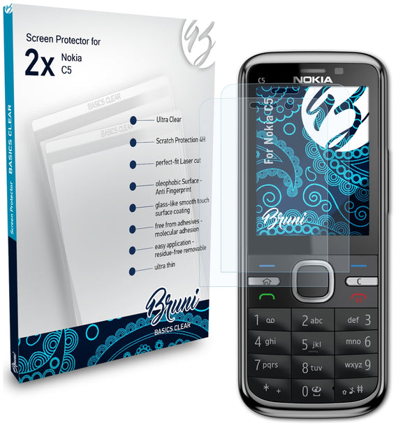 Bruni Basics-Clear Displayschutzfolie für Nokia C5