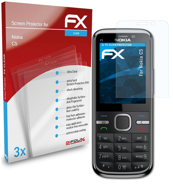 atFoliX FX-Clear Schutzfolie für Nokia C5