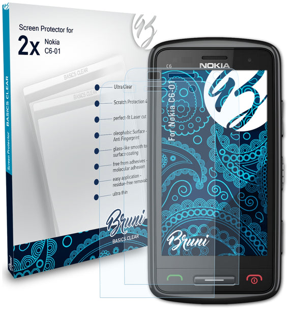 Bruni Basics-Clear Displayschutzfolie für Nokia C6-01
