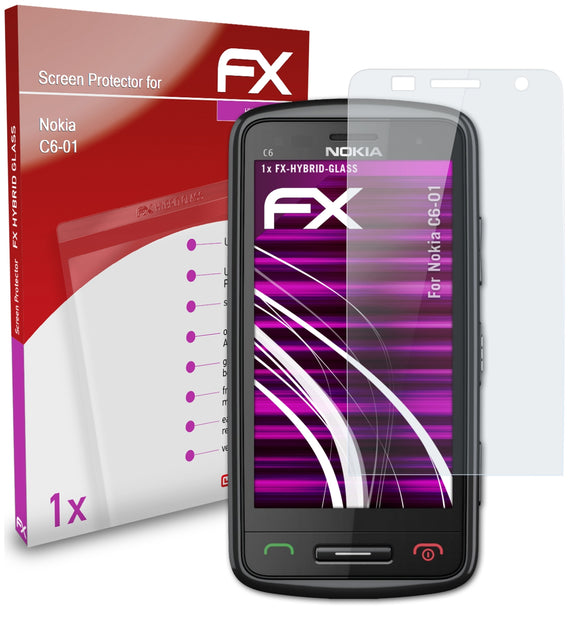 atFoliX FX-Hybrid-Glass Panzerglasfolie für Nokia C6-01