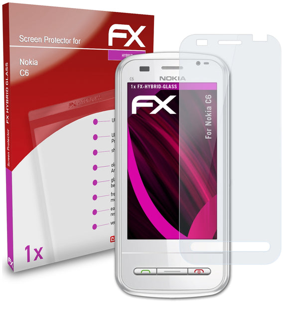 atFoliX FX-Hybrid-Glass Panzerglasfolie für Nokia C6