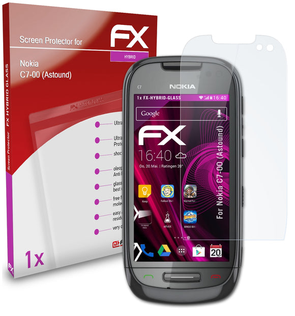 atFoliX FX-Hybrid-Glass Panzerglasfolie für Nokia C7-00 (Astound)