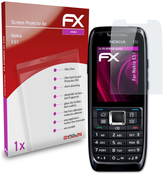 atFoliX FX-Hybrid-Glass Panzerglasfolie für Nokia E51