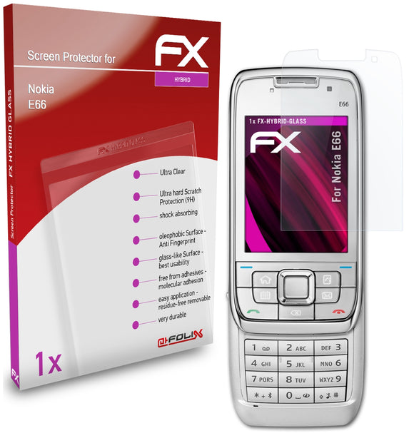 atFoliX FX-Hybrid-Glass Panzerglasfolie für Nokia E66