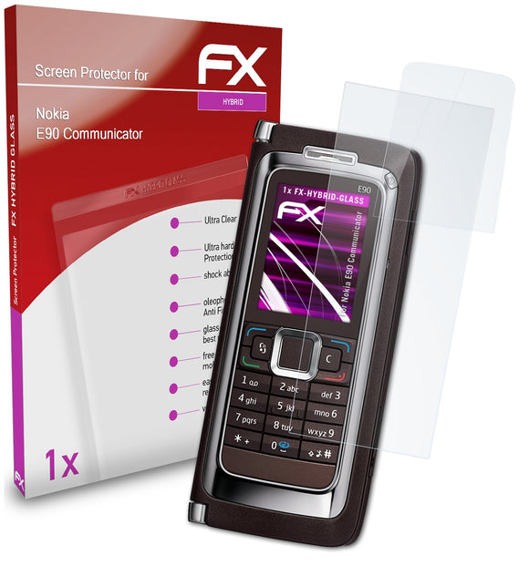 atFoliX FX-Hybrid-Glass Panzerglasfolie für Nokia E90 Communicator