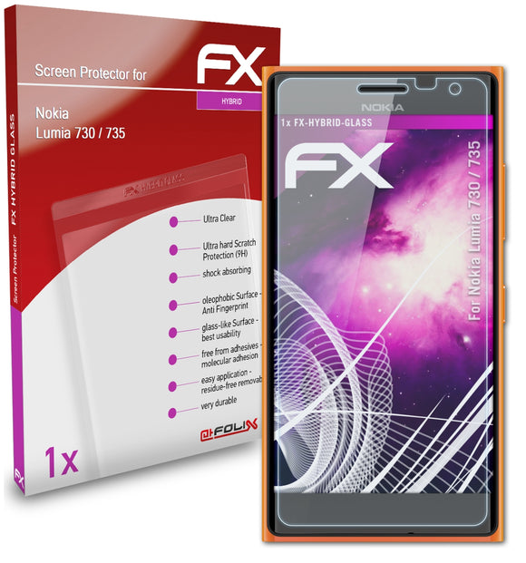 atFoliX FX-Hybrid-Glass Panzerglasfolie für Nokia Lumia 730 / 735